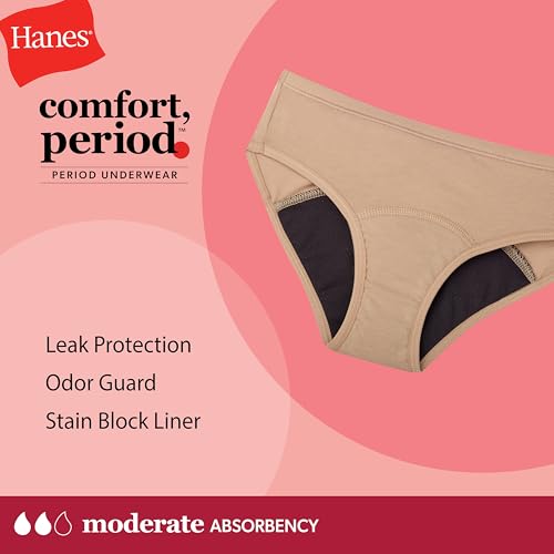 Hanes Girls' & Boys' Period Underwear Hipster Short, Multi-Pack Y24165