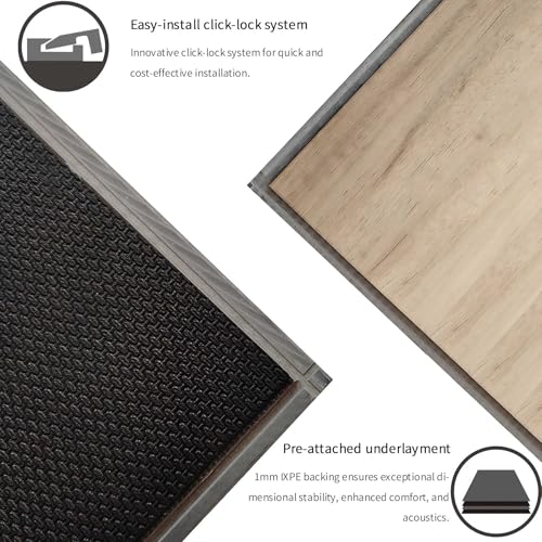 Interlocking Luxury Vinyl Flooring Wood-Look Planks SPC Rigid Core Waterproof Hickory Q852539
