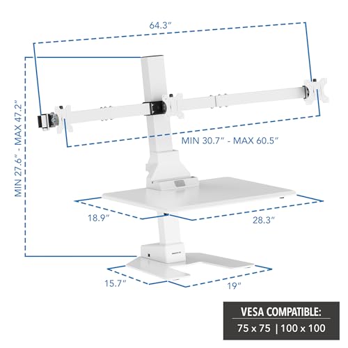 Mount-It! Electric Standing Desk Converter - Motorized Sit-Stand Desk Riser with Monitor Mount, 32" V46023