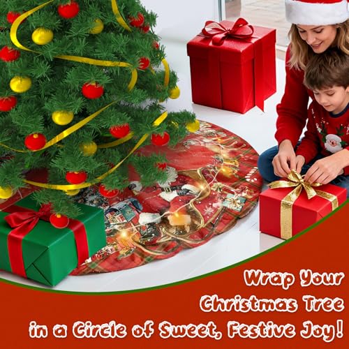 Christmas Tree Skirt 36 Inch with Snowman Reindeer Santa Snowflake L183244