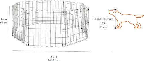 Amazon Basics Foldable Octagonal Metal Dog Playpen, Extra Large, Black G18040