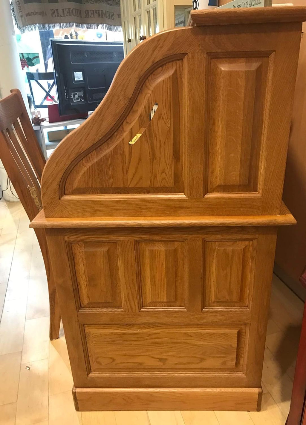Roll Top Desk Solid Oak Wood 54 inch Executive Desk with Hutch V461817