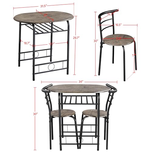 Yaheetech 3-Piece Dining Table Set with 2 Chairs, White X5971