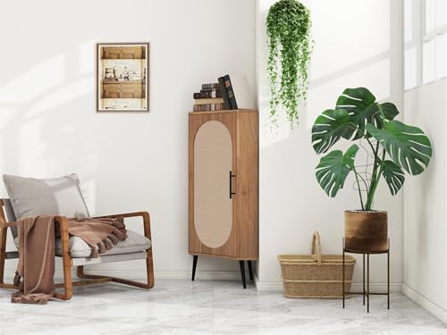 ZeHuoGe Corner Storage Cabinet with Rattan Door O376