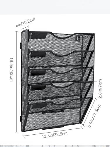 Hanging Wall File Organizer 3 Pocket, Black F549576