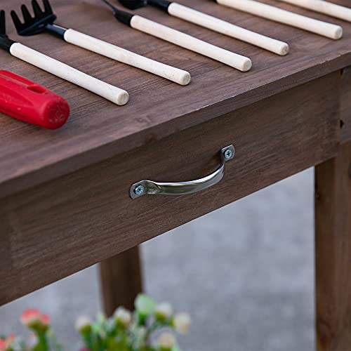 Outsunny 36" Wooden Potting Bench Work Table with Sink and Storage, Brown O683