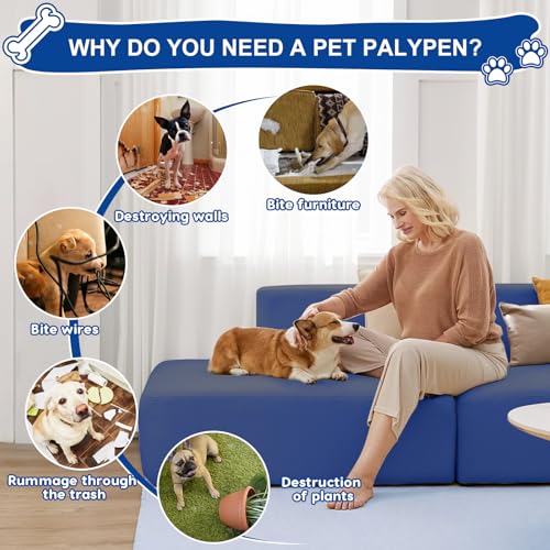 42x42x25.6 Inches Puppy Playpen with Gate for Small Dogs Indoor & Outdoor G192