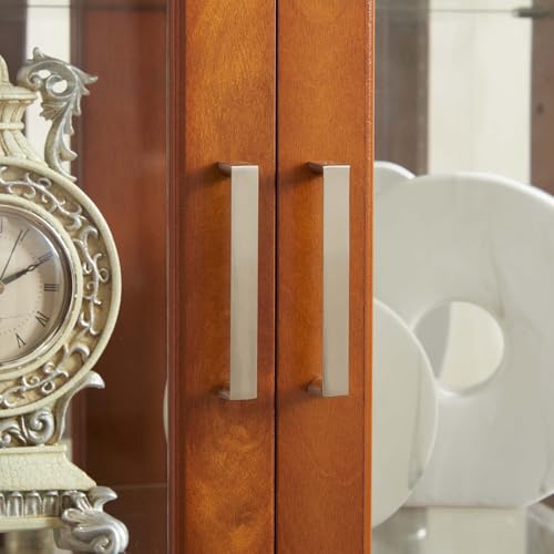 Curio Cabinet Lighted with Adjustable Shelves, Wooden Display Case, Cherry O913