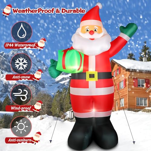 10 FT Inflatable Santa Claus with LED Lights for Outdoor Christmas Decor L40414