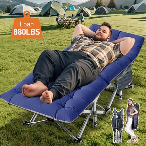 ABORON Oversized Folding Camping Cot for Adults, Double Layer 1200D, with Mat & Carrying Bag S2407