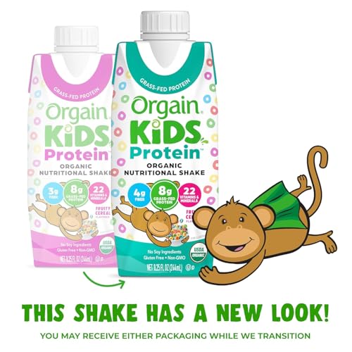 Orgain Organic Kids Protein Nutritional Shake, Chocolate, 8g Protein, 8.25 Fl Oz (Pack of 12) S5828