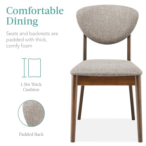 Best Choice Products 5-Piece Dining Set, Mid-Century Modern Table & 4 Chairs, Wooden Frame, Charcoal/Walnut D1250