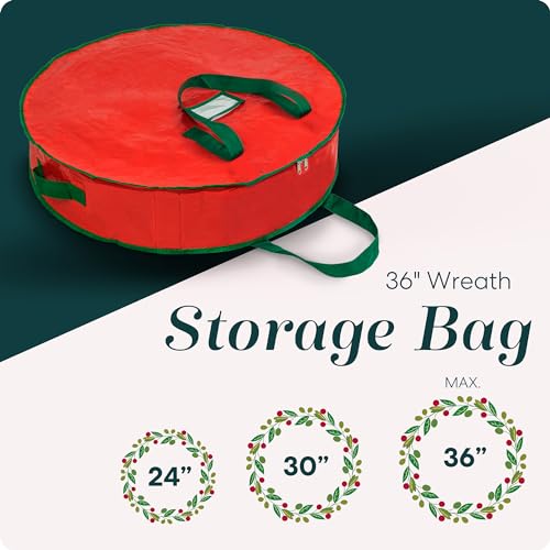 Handy Laundry Christmas Wreath Storage Bag - Durable Tarp with Zipper, 30" N271071