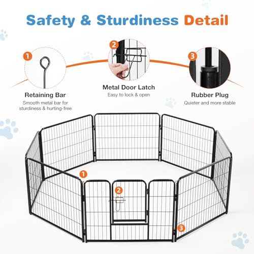 Sweetcrispy Dog Playpen Indoor - 8 Panel Metal Pet Fence with Doors for Small/Medium Pets R262216