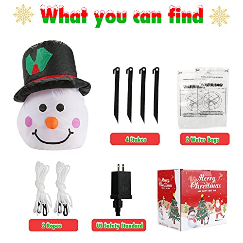 5ft Inflatable Snowman with Rotating LED Lights for Christmas Outdoor Decor S354