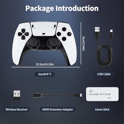 Wireless Retro Game Stick with 2 Controllers, 4K HDMI, 20000+ Games K9003