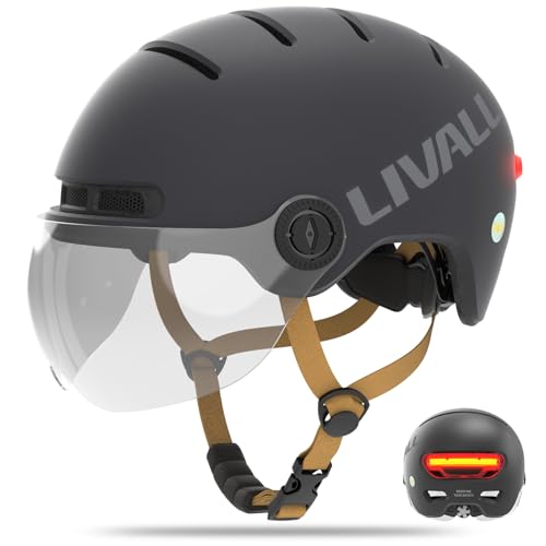 LIVALL L23 Smart Bike Helmet with LED Lights & Removable Visor, NTA8776 E-Bike Certified, Bike Helmet with Fall Detection for Adults Men Women, Bicycle Helmet for E-Bike Scooter Skateboard