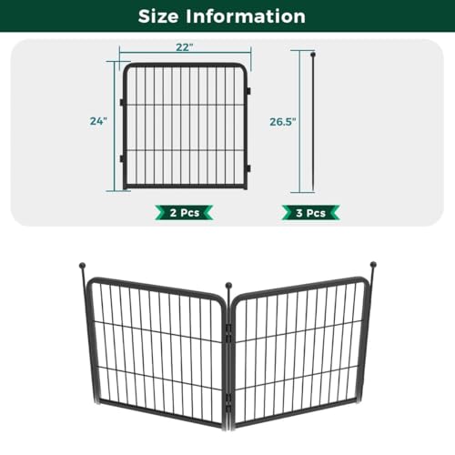 FXW Garden Fence 40in x 36ft, 16 Panels Decorative Metal Dog Fence for Yard, Black J952