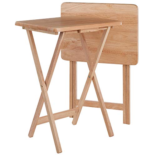 Winsome Alex Set of 2 Foldable Snack Tables, 26", Natural E793329