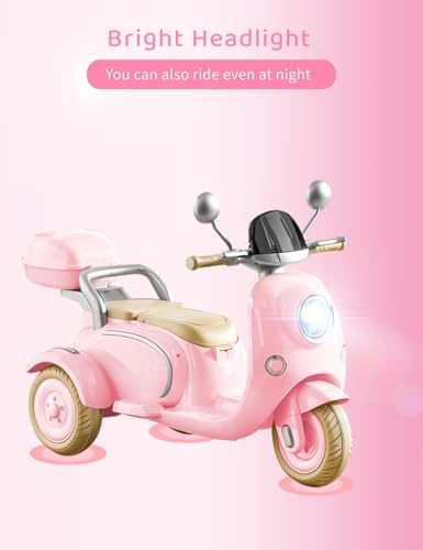 Kids Electric Motorcycle 3-Wheel 12V Ride On Scooter for Girls Ages 3-6 Pink Z596