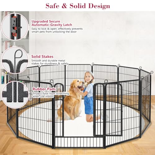 Dog Playpen 32 Inch 10 Panels Outdoor Dog Fence with Lock C803