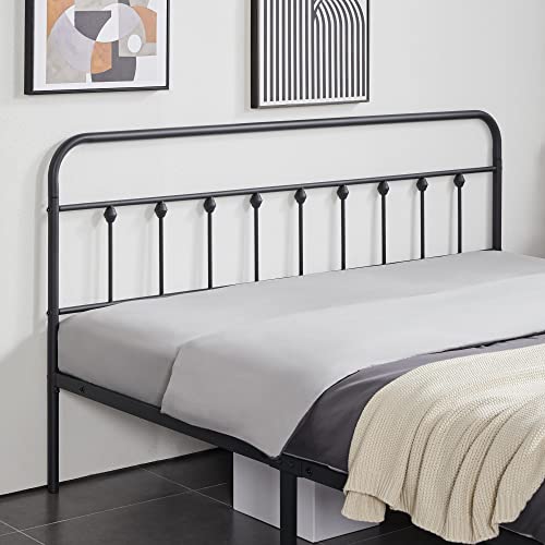 Yaheetech Classic Metal Platform Bed Frame with Victorian Headboard, Full Size Black T81083