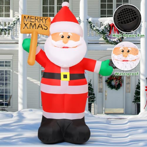 GOOSH 8 FT Christmas Inflatables Santa Claus with Built-in LEDs Outdoor Yard Decor K368465