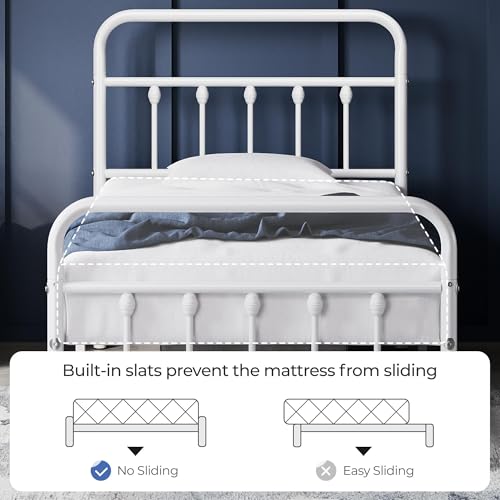 Yaheetech Classic Metal Platform Bed Frame with Victorian Headboard, Full Size Black T81083