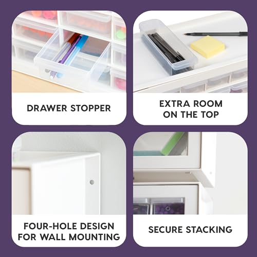 IRIS USA Plastic Drawer Storage Organizer, 24-Drawer Cabinet, White L6685