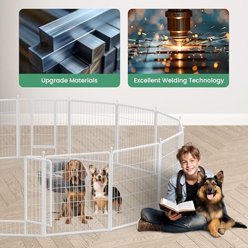 HealSmart Dog Playpen Indoor 32" Height 8 Panels for Small/Medium Dogs, Black J454