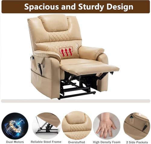 Lift Chair Recliner with Massage and Heat, Heavy Duty for Seniors, Brown V12888