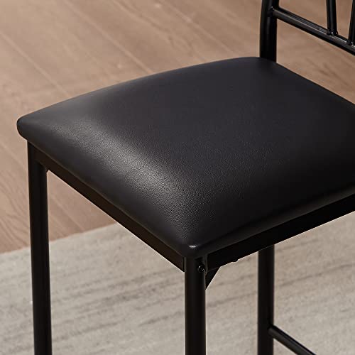 VECELO Small Bar Table and Chairs with Stools, Gray S8817
