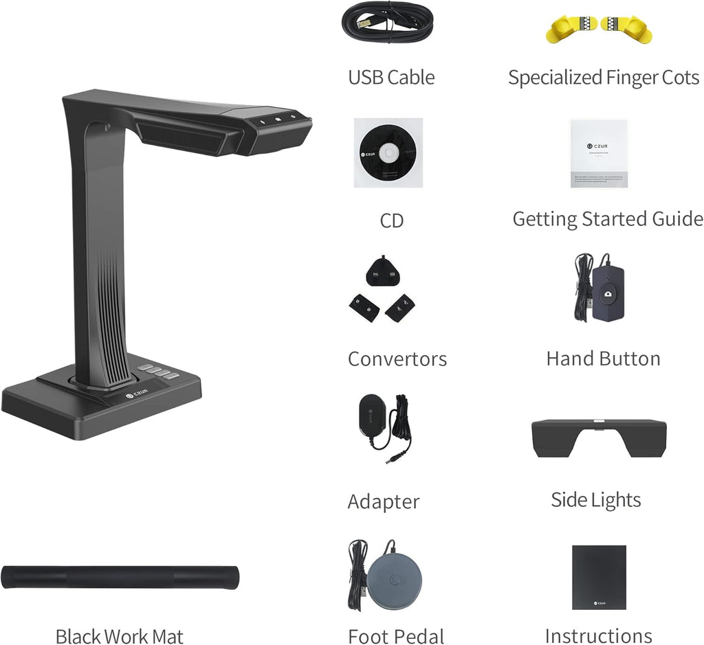 CZUR ET24 Pro 24MP Book Scanner, A3 Document Scanner, USB Document Camera O600