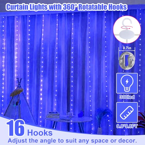 600LED Curtain Lights for Bedroom, Warm White, 8 Modes Y367582
