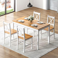 sogesfurniture 47.2" 4-Person Dining Table Set, 5 Pieces Pine Wood Kitchen Table with 4 Chairs,Indoor Modern Rectangular Dining Table Furniture Set for Kitchen, Dining Room, Dinette, Breakfast Nook