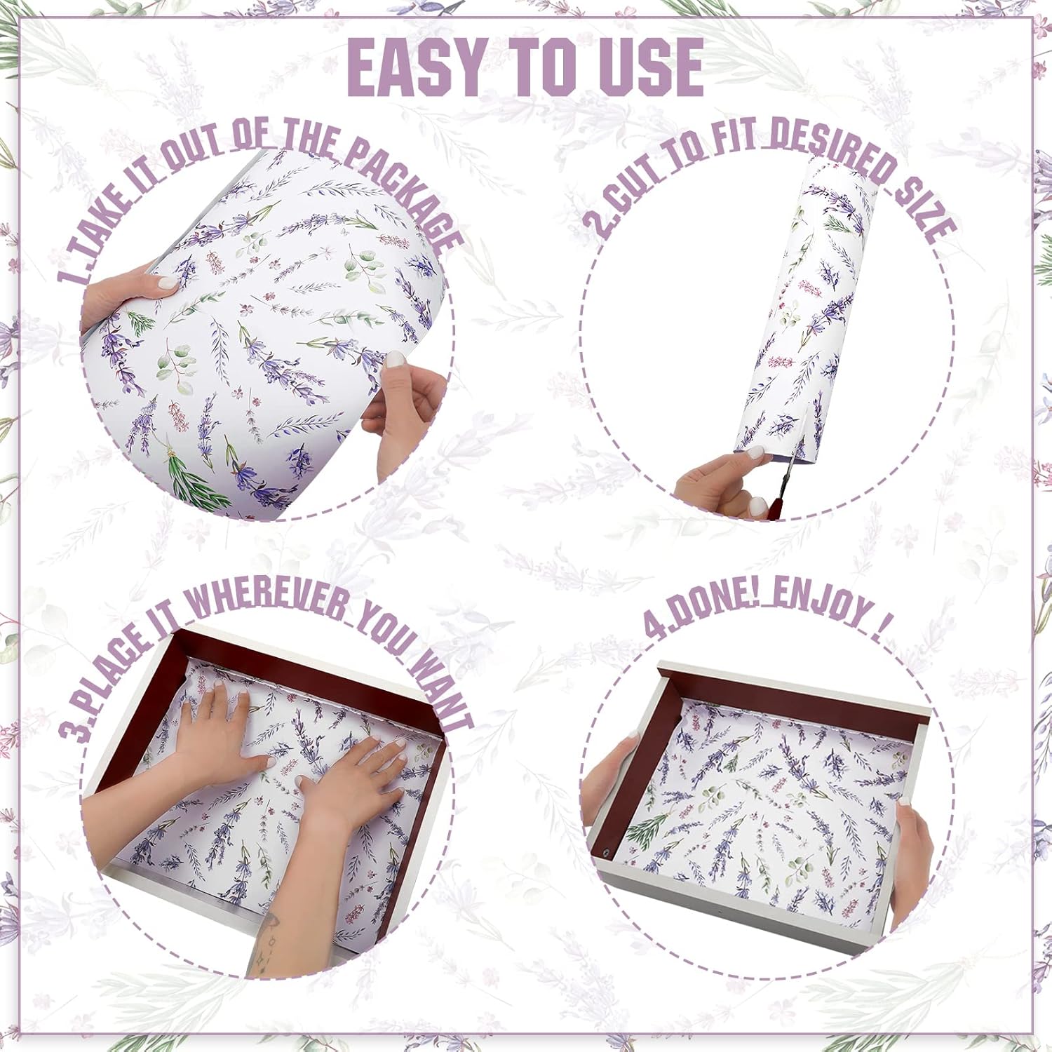 BBTO 20 Sheet Fragrant Drawer Liners for Dresser Scented Cabinet Liners for Shelves 15.8x22 Paper Liner for Drawers and Cabinets Non Adhesive Drawer Paper Liner for Home Shelf Close (Lavender) V58544
