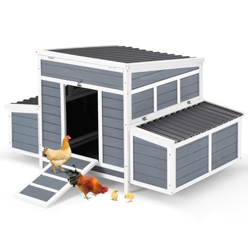 AECOJOY Chicken Coop 56" Wooden Hutch with 6 Nesting Boxes V450