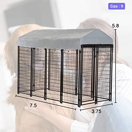 BestPet 8x4x6 Ft Outdoor Dog Kennel with Waterproof Cover Z82451