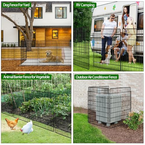 10 Panels Garden Fencing Animal Barrier, 33in x 24ft Rustproof Dog Fence W482439