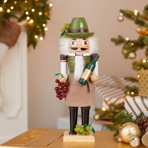 Kurt Adler 15-Inch Wooden Wine Grower Nutcracker, Brown K916
