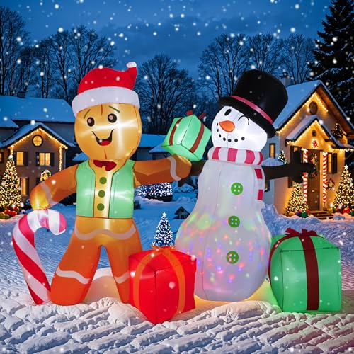 COOLWUFAN 6 FT Christmas Inflatables Santa Claus with Gifts Bag, LED Lights Outdoor Yard Decoration T979