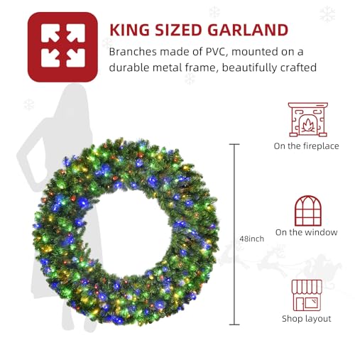 HOYECHI 48in Lighted Christmas Outdoor Wreath with 210 LEDs S99138