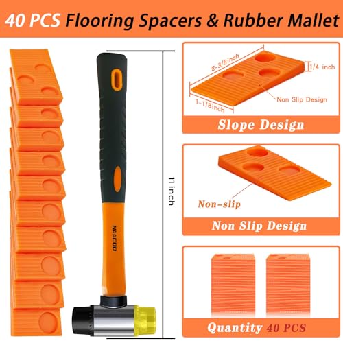 NAACOO Laminate & Vinyl Flooring Installation Kit with Tapping Block, Pull Bar, Spacers & Mallet V9148