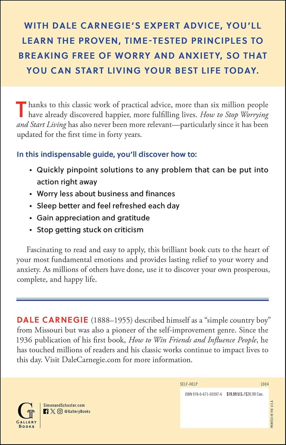 How to Stop Worrying and Start Living by Dale Carnegie M421959
