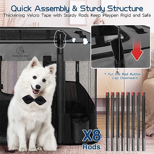 Foldable Dog Cat Playpen with Carrying Case, Water-Resistant, Indoor Outdoor V14642