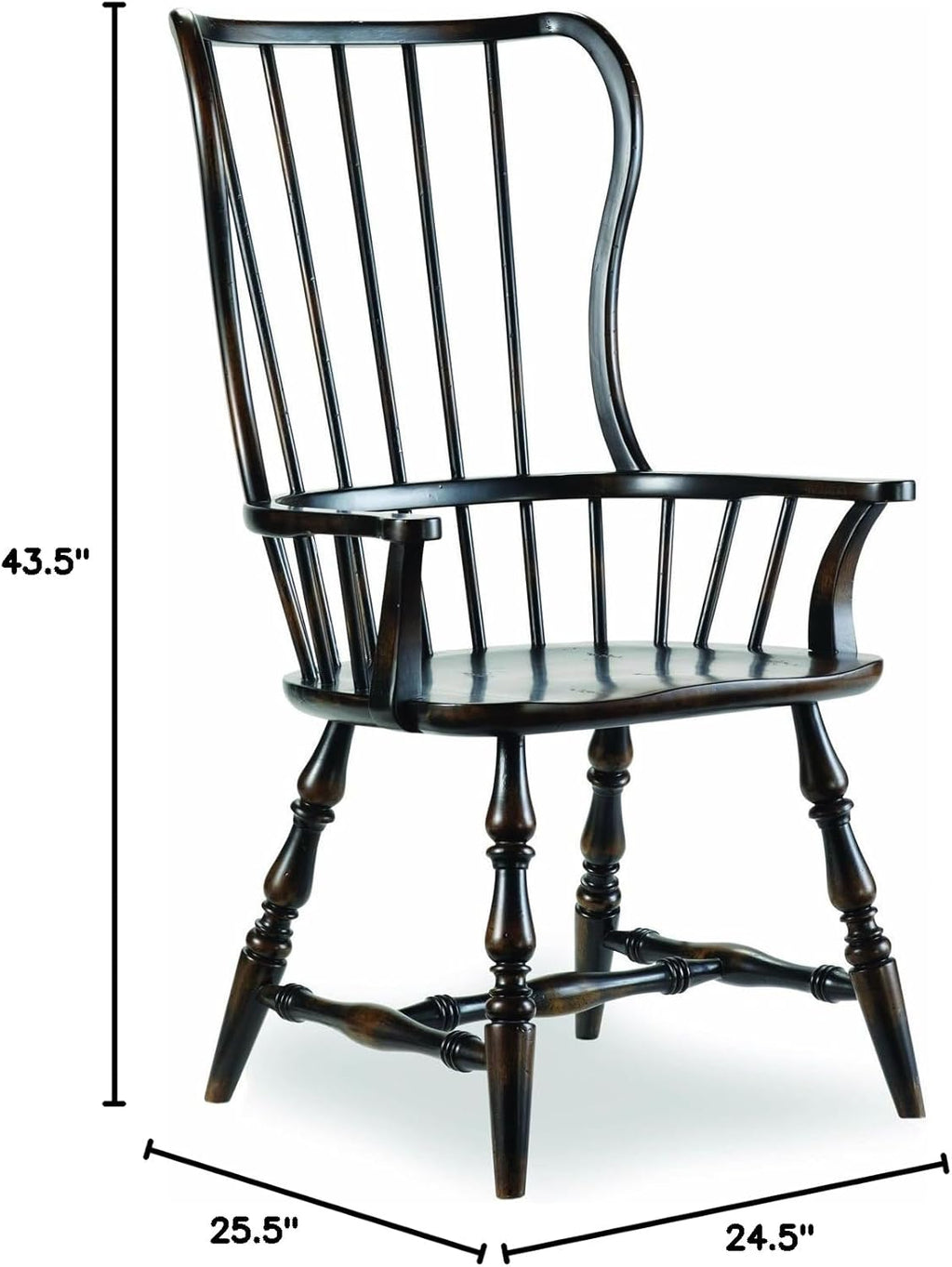Hooker Furniture Sanctuary Spindle Dining Arm Chair, Ebony, Set of 2 Q187