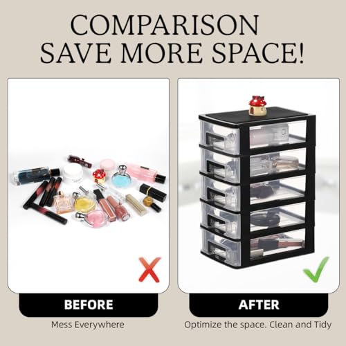 Angoily 4 Drawer Desk Organizer, Plastic Storage Box for Office and Bathroom D28845
