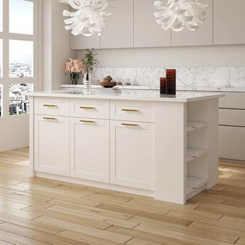 homary 72" Kitchen Island with Storage, White Dining Table with Seating & 3 Drawers H6352