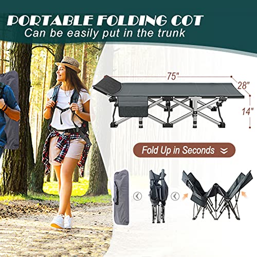 ABORON Oversized Folding Camping Cot for Adults, Double Layer 1200D, with Mat & Carrying Bag S2407