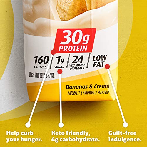Premier Protein 30g Shakes Bananas and Cream, 44 Fl Oz, Pack of 4 R70333